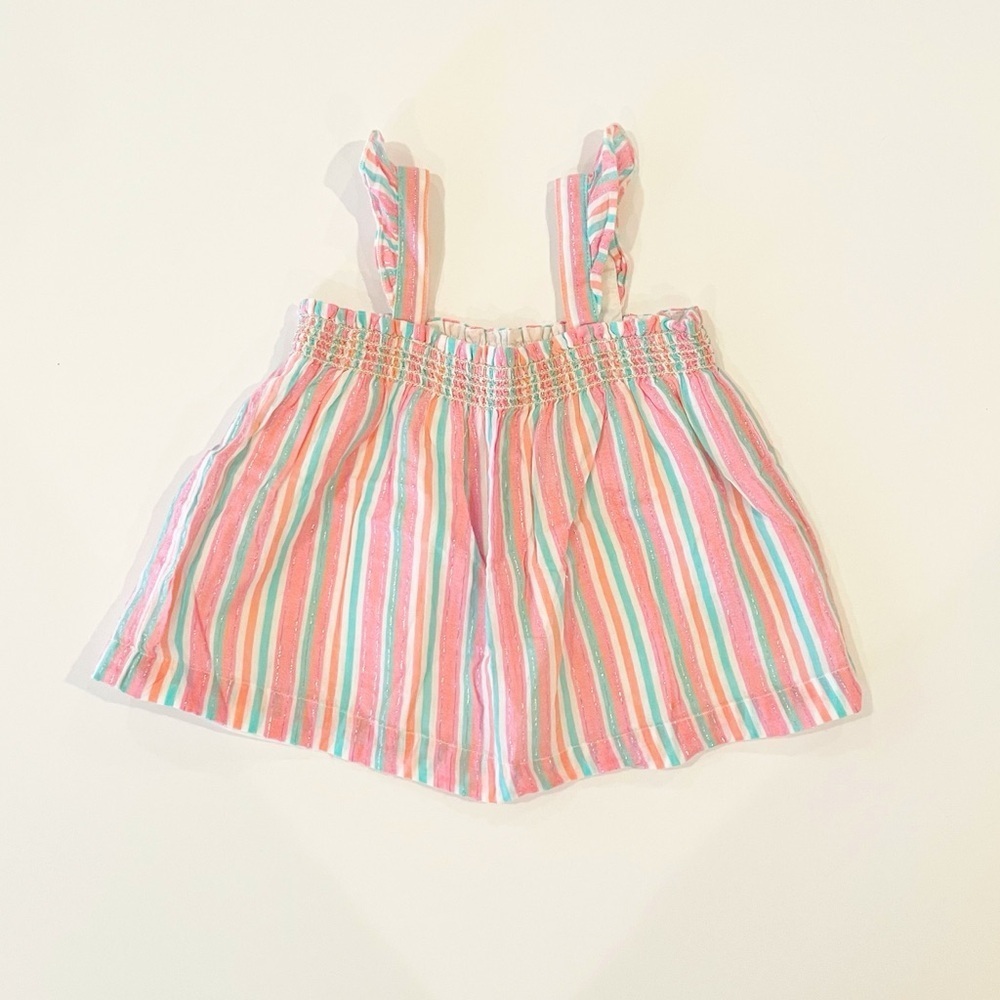 Gap 18-24M striped sleeveless ruffle top